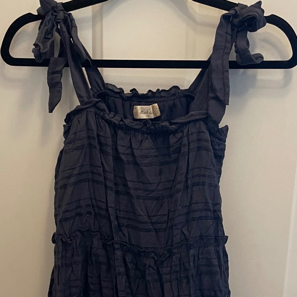 Altar'd State Navy Blue Hallie Tiered Mini Dress Tie Shoulder Ruffle XS